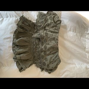 Cute ruffled eyelet cropped tube top